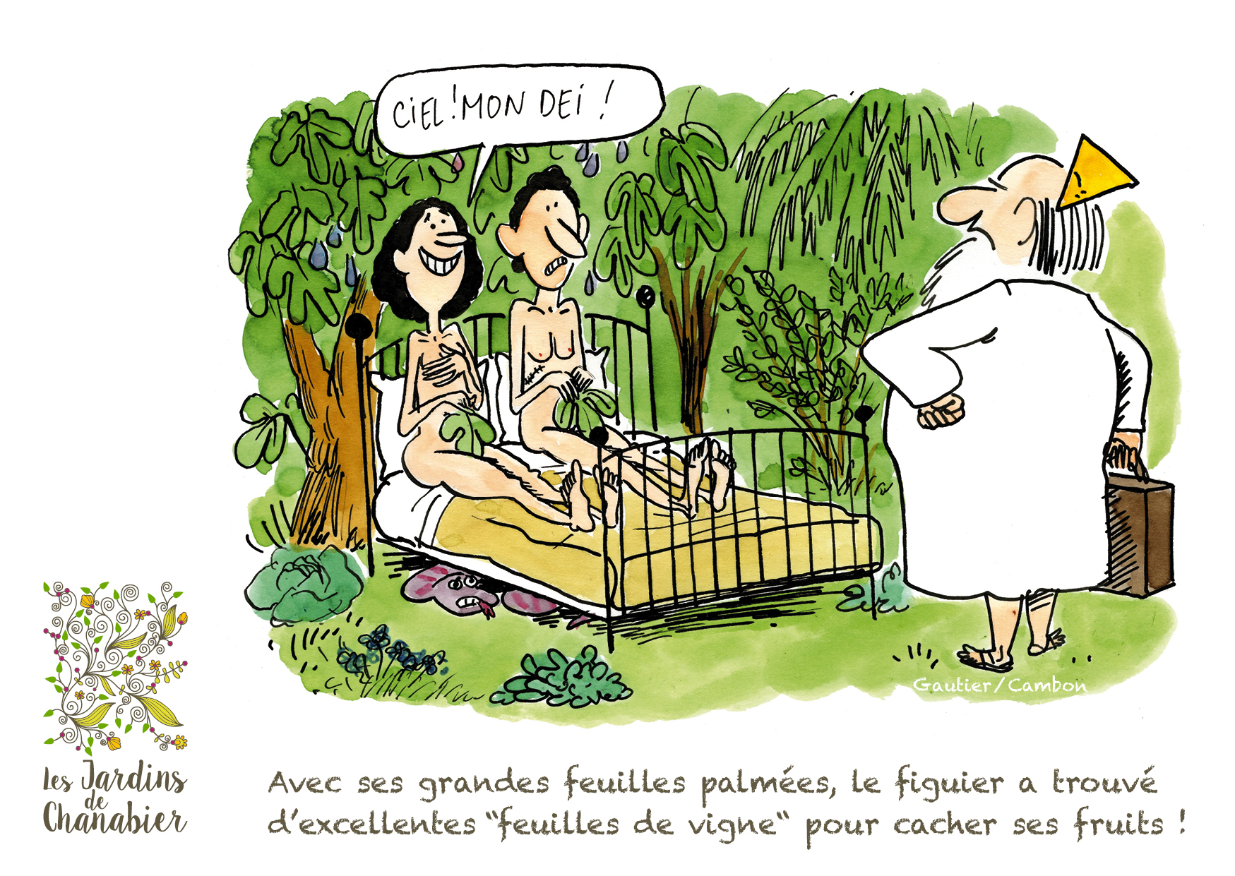 Cartes humoristiques des plantes de la Bible réalisée par Alamarge Production en exclusivité pour Les Jardins de Chanabier 